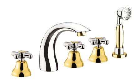 Смеситель на борт ванны Fiore MARGOT 26CO0608, хром/золото, артикул 26CO0608