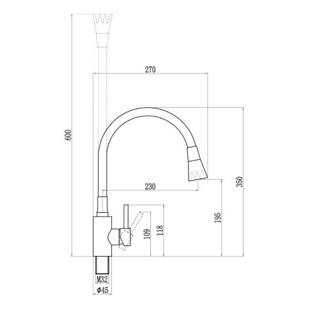 Смеситель для кухни с гибким изливом и режимом душ Fmark FS8299H-01, черный, артикул FS8299H-01