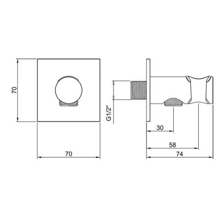 Шланговое подсоединение, Almar, Showers Accessories, держатель-в комплекте, стандарт подвода воды-1/2", цвет-хром, артикул E095039.CR