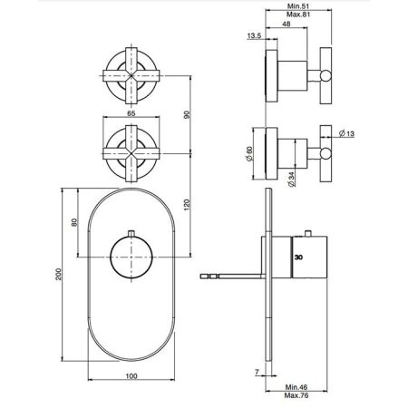 Fima Carlo Frattini Maxima Смеситель для душа, встраиваемый, термостатический, с переключателем на 2 выхода, цвет: хром, артикул F5333X2CR