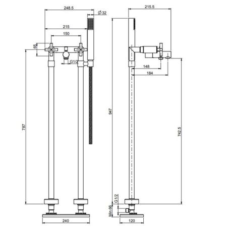 FIMA|Carlo Frattini Внутренняя часть напольного смесителя для ванны, артикул F2302