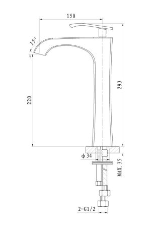 Смеситель для раковины высокий WONZON & WOGHAND TRIUMPH, Хром (WW-561104-CR)