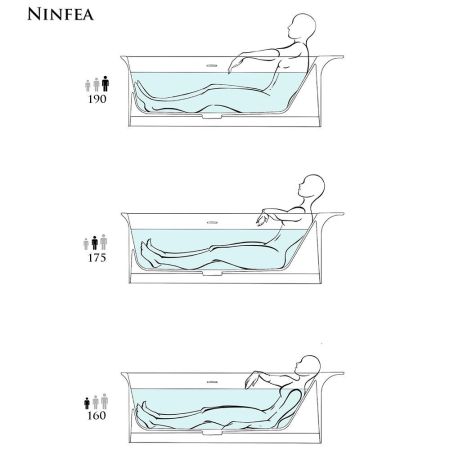 Salini NINFEA Ванна отдельностоящая 1800х820х575мм, донный клапан, сифон, интегр. слив-перелив, мат-л: S-stone -матовый;, белый. Фурнитура: белая., артикул 102721M