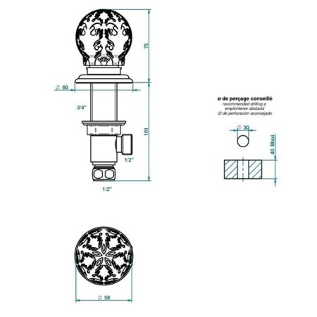THG FLORE Вентиль смесителя для раковины, цвет хром, артикул U5A-A02-35