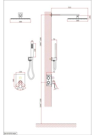 Душевая система для душа DK встраиваемая матовое золото Bayern.Liszt (DA1515707A04), артикул DA1515707A04