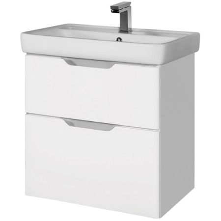 Тумба Q 55 см, подвесная, 2 ящика, белый глянец