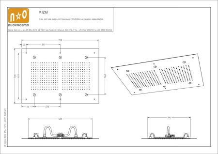 Graffio, прямоугольная потолочная душевая головка 70х50 см, 2 режима: дождь и 6 распылителей, цвет хром