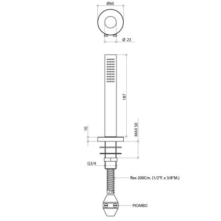 Bongio Time 2020 Душевой комплект на борт ванны из нержавеющей стали