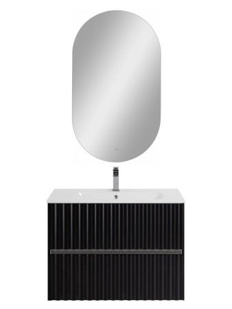 ELEGANT База под раковину подвесная с двумя выкатными ящиками, с LED подсветкой ручек. Чёрный матовый, 770x469x550 AM-ELEGANT-800-2C-SO-NM-LED, артикул AM-ELEGANT-800-2C-SO-NM-LED