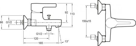 Смеситель для ванны Jacob Delafon Viteo E15414-CP Хром