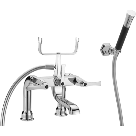 CISAL Cherie Смеситель на борт ванны двухрычажный, с душевым комплектом, цвет хром/черный, артикул CF0000906T