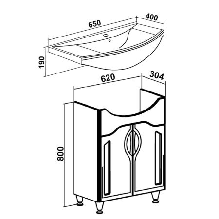 Тумба Runo Толедо 65 под умывальник УТ000002285 (Стиль 65) (00000001038), артикул 00000001038