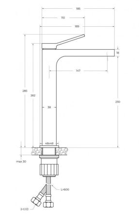 ALBANO Смеситель для накладной раковины без донного клапана, хром ALBANO-LMC-CRM-W0, артикул ALBANO-LMC-CRM-W0