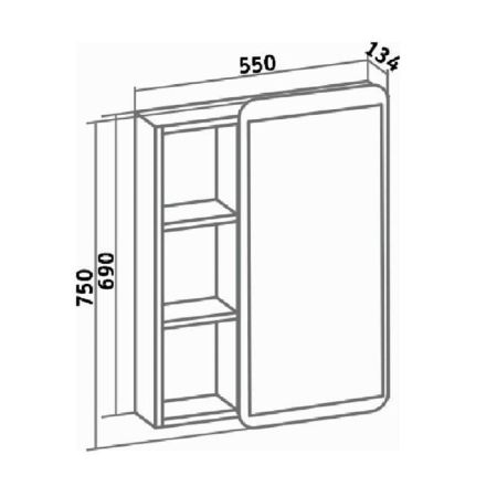 Зеркальный шкаф Runo универсальный белый Капри 55 (УТ000003786), артикул УТ000003786