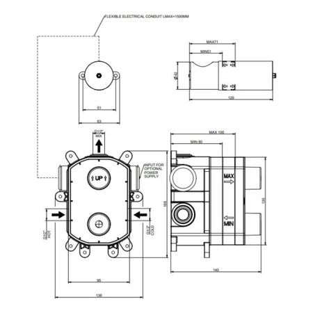 GESSI Встраиваемая часть для настенного электронного смесителя с удаленным управлением, цвет хром