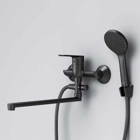 F90A90122 Gem, смеситель д/ванны/душа, излив 325 мм, душевой набор, черн, шт