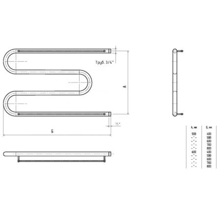 Водяной полотенцесушитель Тругор М 3/4 60x60 с полкой Хром, артикул М34/6060Пs