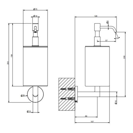 Gessi Tondo Дозатор для мыла настенный черный, цвет: хром, артикул 63614#031