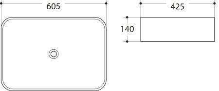 Раковина керамическая накладная AM-78565, цвет белый, 605х400х140, артикул AM-78565