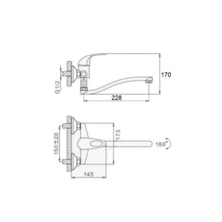 Смеситель для ванны D-Lin D140411, хром, артикул D140411