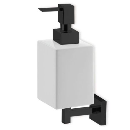 Stil Haus Urania, настенный керамический дозатор, цвет чёрный матовый - белая керамика, артикул U30(23-BI)