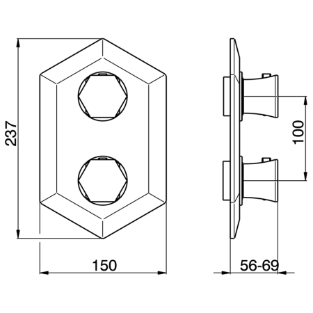 CISAL Cherie Внешняя часть встраиваемого термостатического смесителя для душа, цвет хром, артикул CE00930021