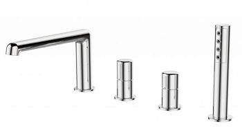 UNO Смеситель на борт ванны с ручным выдвижным душем, черный UNO-BVD4-NERO