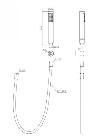 Ручной душ со шлангом и держателем BELBAGNO UNO-DFS, артикул UNO-DFS-CRM