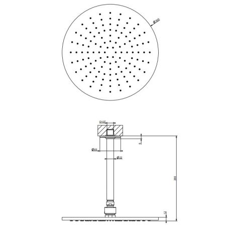 GESSI INCISO Потолочная душевая головка шарнирная на 1/2",Ø300мм, цвет: золото
