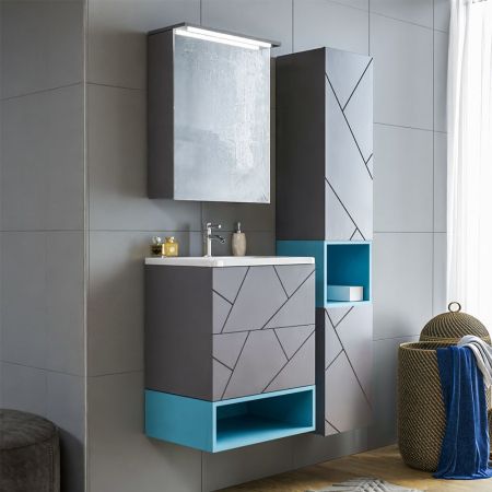 Комплект мебели для ванной Бриклаер КРИСТАЛЛ 60Z, графит/муссон, артикул КРИСТАЛЛ 60Z