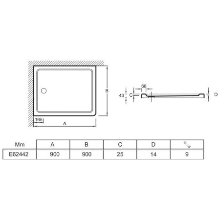 Поддон JACOB DELAFON FLIGHT E62442-00 (*90*90) (акрил/композит, белый, квадратная), шт, артикул E62442-00