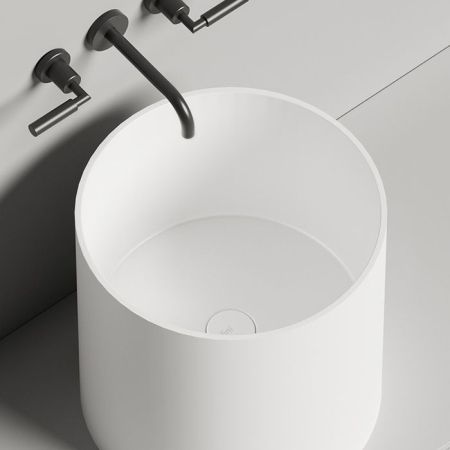 Salini ARMONIA ROUND  03  Раковина накладная  450х450х450мм, без отв. под смес, без донного клапана, мат-л: S-Stone, матовый, белый., артикул 130423M