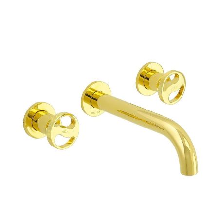 REVERSA Смеситель для раковины скрытого монтажа настенный, излив L19 см., золото, артикул 28205