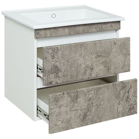 Тумба под раковину Runo Манхэттен 65 4620750028961 Белая Серый бетон