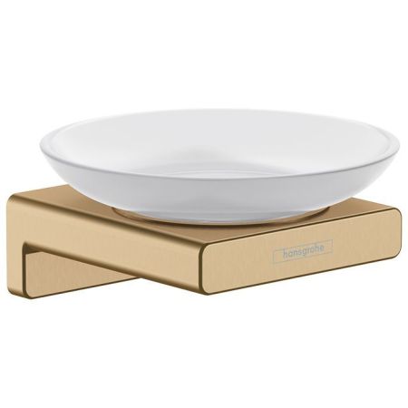 Мыльница, Hansgrohe, AddStoris, ширина, мм-107, глубина, мм-109, высота, мм-52, тип установки-настенный, материал мыльницы-керамика, держатель-в комплекте, материал держателя-металл, крепления в комплекте, цвет-шлифованная бронза, артикул 41746140