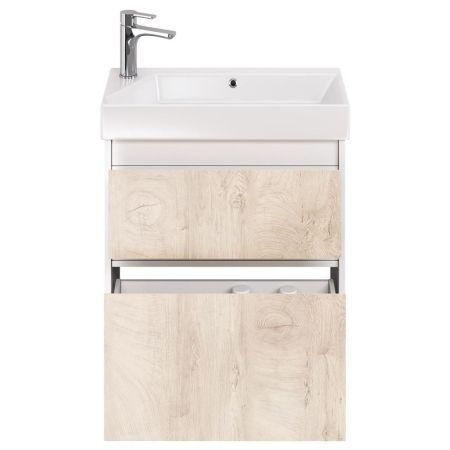 Тумба с раковиной подвесная Dreja Slim 65 см, белый/дуб кантри, артикул 99-0501-com