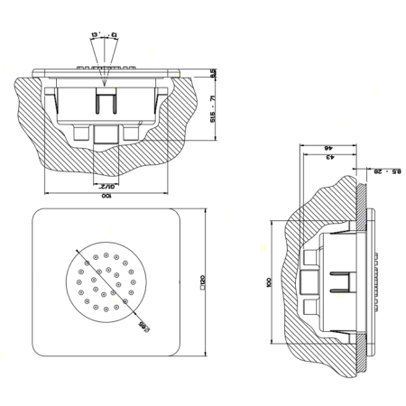 Gessi iSpa Боковая форсунка встраиваемая (внешняя часть), цвет: хром, артикул 41172#031