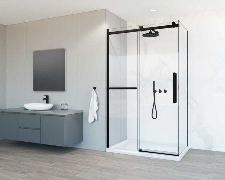 Душевые уголки Vincea Душевой уголок Como Soft VSR-1CS8012CLB, 1200*800, черный, стекло прозрачное, , шт