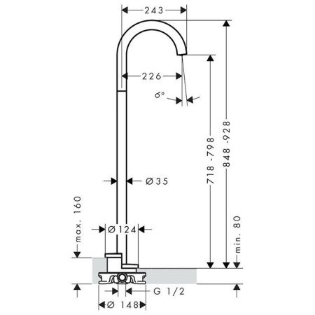 AX Uno Излив на ванну, аркообразный, напольный, матовый черный AX Uno Излив на ванну, аркообразный, напольный, матовый черный