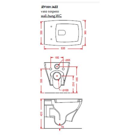 Artceram JAZZ Унитаз подвесной 54x36см c креплением, цвет белый