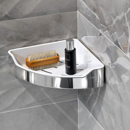 Полка SAMBA металлическая угловая, 218x218x63мм, хром, Sapho, артикул SB109