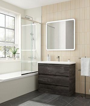 FAMILY-M База под раковину напольная с тремя выкатными ящиками, Iron Stone, 900x480x845, FAMILY-M-900-3C-PIA-IS