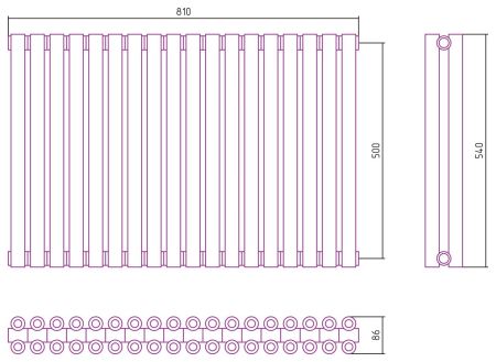 Отопительный радиатор ЭСТЕТ-00 н/ж 500х810 / 18 сек (БЕЛЫЙ), артикул 12-0332-5018