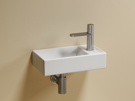 Умывальник подвесной прямоугольный (чаша слева, отверстие под смеситель справа) цвет белый матовый Элемент (Element) 407x217x100, артикул CN6051LMW