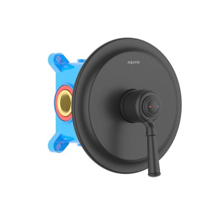 Смеситель для душа (внешняя и скрытая часть) AQUATEK, матовый черный AQ1566MB КЛАССИК, артикул AQ1566MB