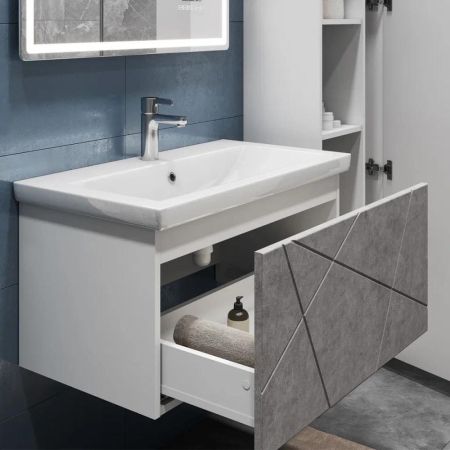 Тумба под раковину подвесная VIGO Geometry 035 бетон, 80 см, артикул 035 бетон