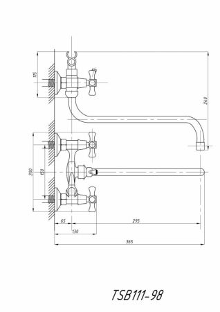 Смеситель для ванны с душем TSARSBERG (TSB-111-98) тип См-ВУДРНШлА, артикул TSB-111-98