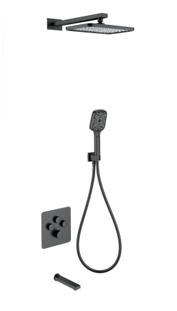 Душевая система с термостатом встраиваемая WONZON & WOGHAND, Черный матовый (WW-B4005-MB), артикул WW-B4005-MB