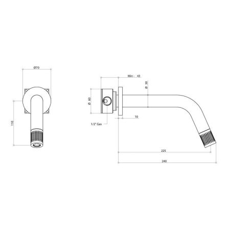 Bongio Time 2020 Встраиваемый смеситель для раковины из нержавеющей стали с прогрессивным картриджем , излив 220 мм(со встроенной частью), артикул 70538AS00