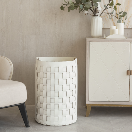 ADJ Корзина для мусора Bottega, D22xH35 см., цвет: белый/панна котта, артикул 2035.10/16